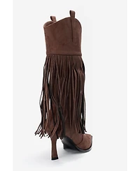 Prologue Shoes Gueras Fringe Pointed Toe Boot (Women)