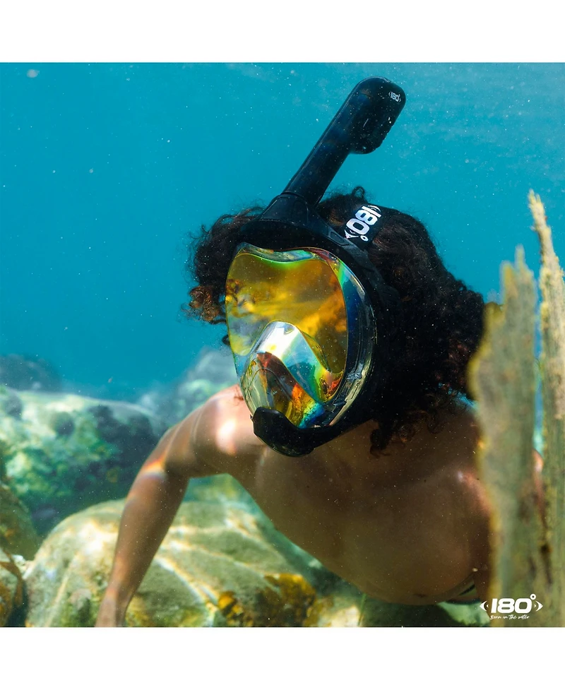 Moflow+ Irridium Full Face Snorkel Mask L/Xl – Panoramic View, CO2-Free, 4X Oxygen, Anti-Fog, Dry Snorkel, Camera Mount, Silicone
