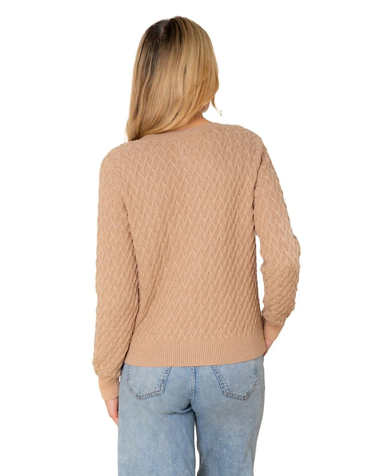 Hope & Henry Women's Organic Herringbone Stitch Cardigan Sweater