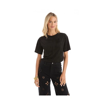 The Noli Shop Women's Naya Suede T-Shirt - Cafe