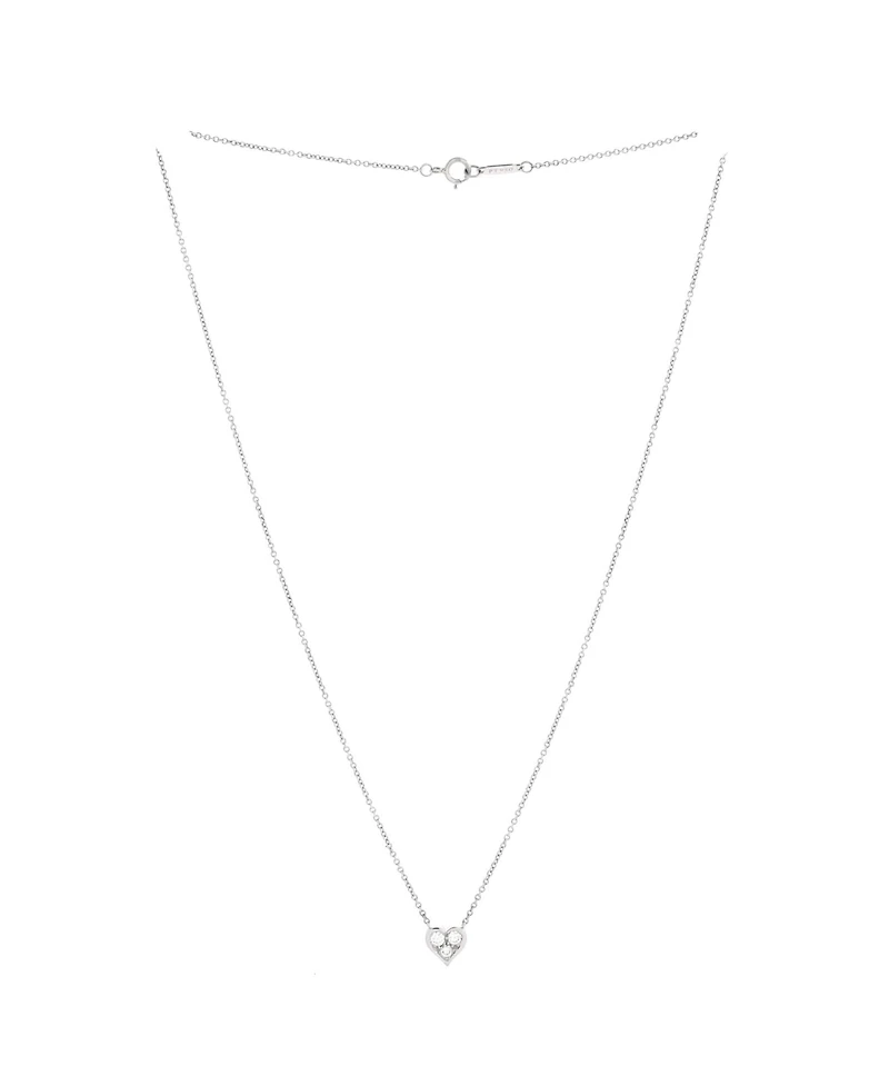 Pre-Owned Tiffany & Co Heart 3 Diamond Pendant Necklace