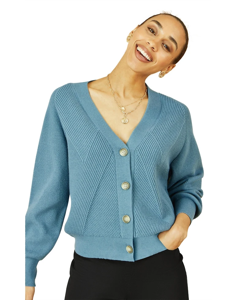 Yumi Women's Knitted Stitch Detail Cardigan
