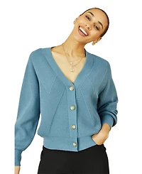 Yumi Women's Knitted Stitch Detail Cardigan