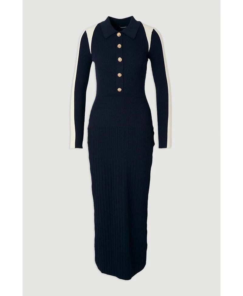 Karen Millen Women's Rib Knit Color Block Midi Dress