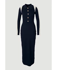 Karen Millen Women's Rib Knit Color Block Midi Dress