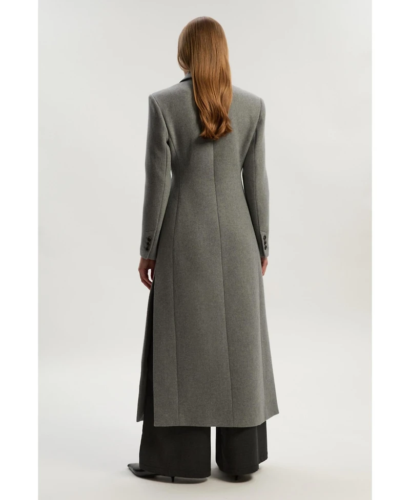 Karen Millen Women's Wool Double Breasted Tailored Maxi Coat
