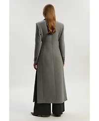 Karen Millen Women's Wool Double Breasted Tailored Maxi Coat