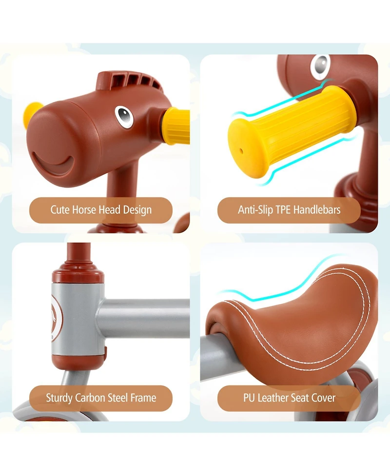 Sugift Baby Balance Bike No Pedal 4-Wheel Bicycle