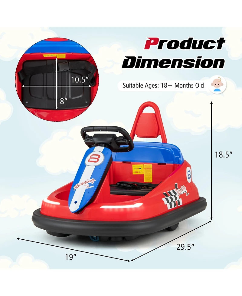 Sugift 6V kids Ride-on Bumper Car with 360° Spinning and Dual Motors