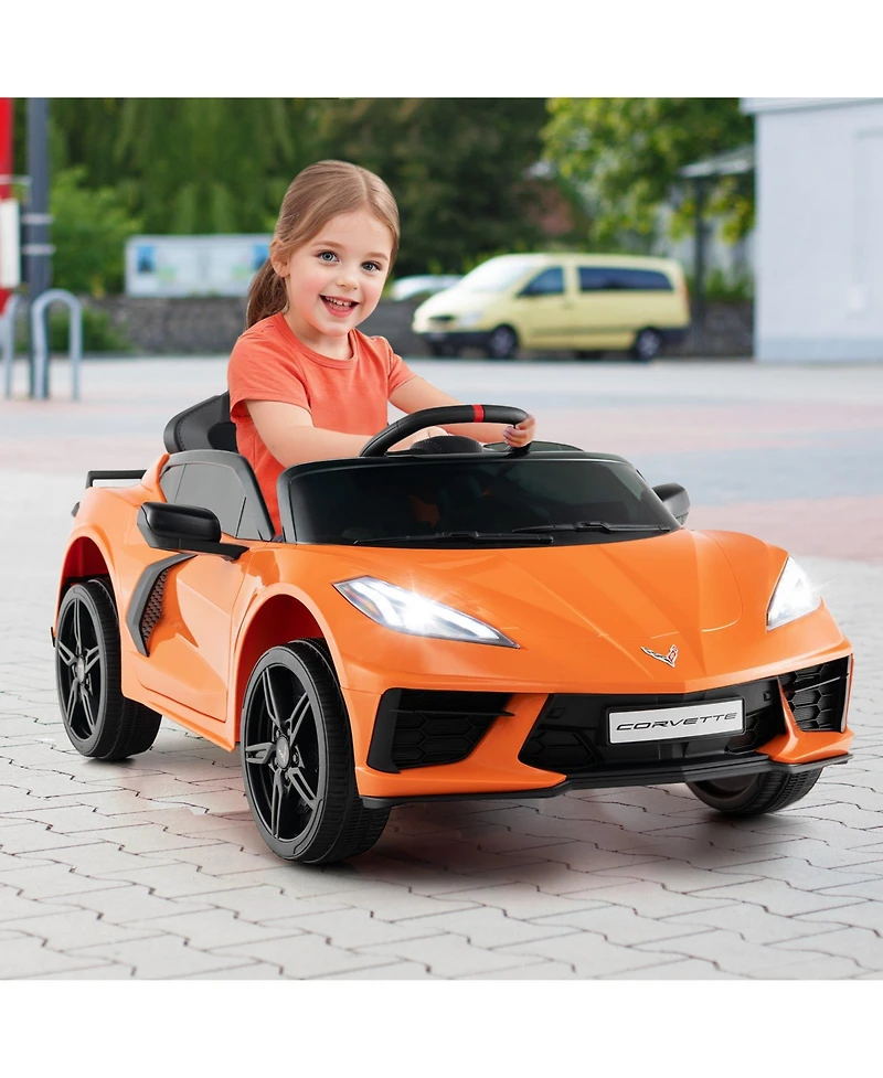 Sugift 12V Electric Kids Ride On Car Licensed Chevrolet Corvette C8 with Remote Control Ages 3+ Years Old