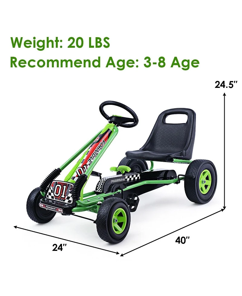 4 Wheels Kids Ride On Pedal Powered Bike Go Kart Racer Car Outdoor Play Toy