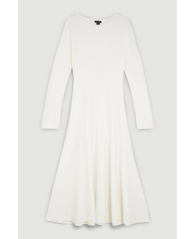 Karen Millen Women's Knit Wool Look Full Skirt Midi Dress