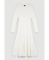 Karen Millen Women's Knit Wool Look Full Skirt Midi Dress