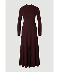 Karen Millen Women's Wave Knit A-Line Long-Sleeve Dress