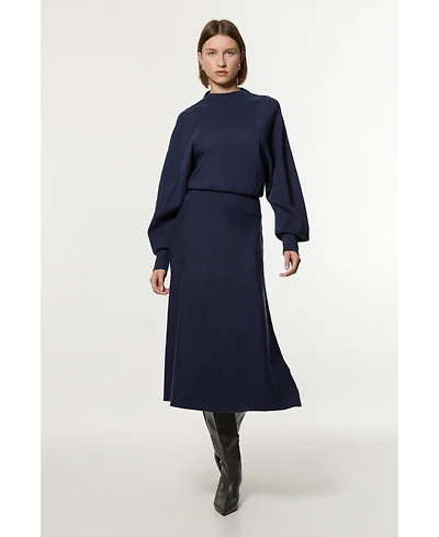 Karen Millen Women's Wool-Look Rounded Sleeve Knit Midi Dress