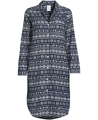 Lands' End Women's Flannel Long Sleeve Sleepshirt Nightgown