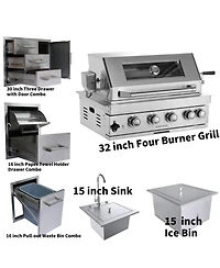 Mondawe 32" Built-In Gas Grill Outdoor Kitchen with Infrared Burner