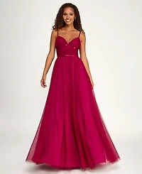 City Studios Women's Sweetheart Neck Long Dress