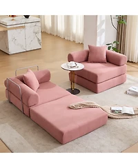 Streamdale Furniture Pink Corduroy Modular Sofa Bed for Apartments