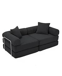 Streamdale Furniture Streamdale Modular Couch Sofa Bed for Apartment, Convertible Sofa Bed, Black Corduroy