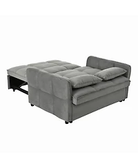 Streamdale Furniture Streamdale 3-in-1 Velvet Pull Out Couch Bed with Reclining Backrest & Pillows (Dark Grey