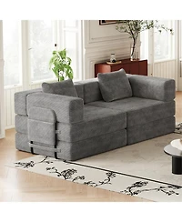Streamdale Furniture Streamdale Convertible corduroy sofa bed with side storage and cushions