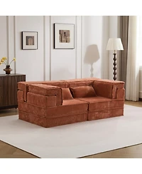Streamdale Furniture Orange Compression Sofa, Convertible Floor Sofa Bed, Modular Sectional