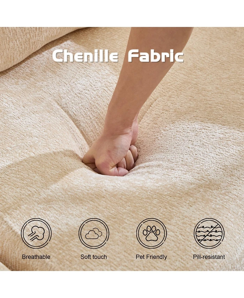 Streamdale Furniture Compression Sofa, Convertible Floor Sofa Bed, Modular Sectional, No Assembly, Chenille, Beige