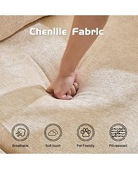 Streamdale Furniture Compression Sofa, Convertible Floor Sofa Bed, Modular Sectional, No Assembly, Chenille, Beige