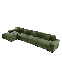 Streamdale Furniture 170" Oversized Cloud Modular L-Shape Sectional Couch, Soft Corduroy, Green