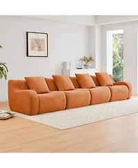 Streamdale Furniture 4-Seat Boneless Sofa, Teddy Fabric, No Assembly, Orange