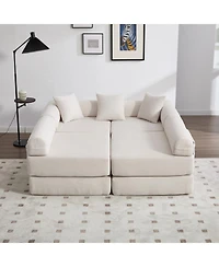 Streamdale FurnitureConvertible Folding Sofa Bed with Pillow Back Handrail and Memory Foam Mattress