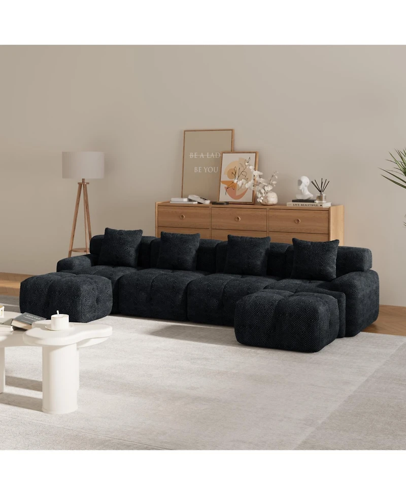 Streamdale Furniture 135.4" 6-Piece U-Shaped Sleeper Modular Sectional Sofa Bed Chaise Oversized 4-Seater Couch