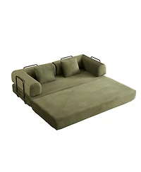 Streamdale Green Corduroy Convertible Sleeper Sofa Bed with Pillow