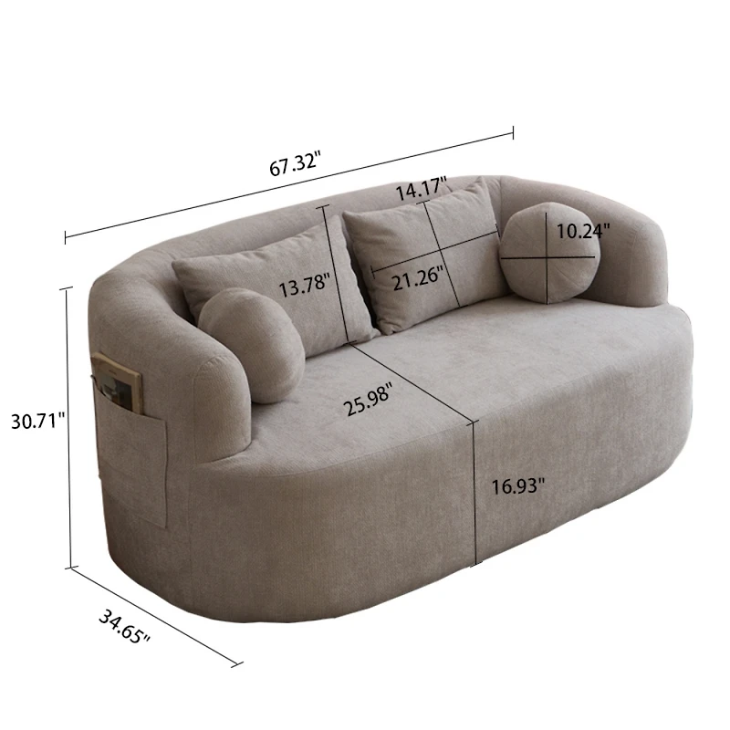 Streamdale Sofa-in-a-Box Memory Foam 2-Seater Couch, Gray