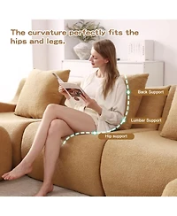 Streamdale Furniture Soft Teddy Fabric Boneless Sofa, No Assembly, Anti-Slip, Camel