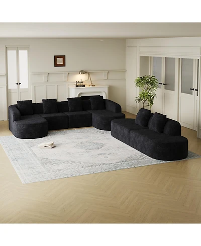 Streamdale Furniture L-shaped curved modular sofa, modern design, lychee-textured polyester fabric, curved backrest