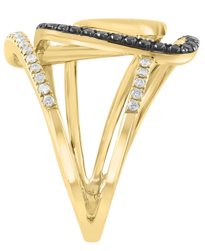 Effy Collection White & Black Diamond Ring (3/8 ct. t.w.) in 14k Yellow Gold