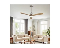 Sofucor 52-inch Modern Sand Nickel 3-Blade Light Ceiling Fan with Remote Control and Supporting Mobile Device Connection