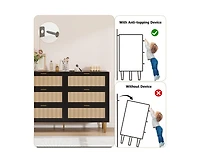 Gaomon Wooden Natural Rattan 6 Drawer Dresser for Bedroom