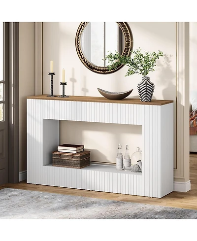 Tribesigns Modern Console Table, 55-Inch Wood Entryway Table with Storage, White