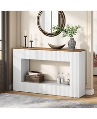 Tribesigns Modern Console Table, 55-Inch Wood Entryway Table with Storage, White