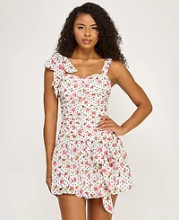 Seni & Cade Juniors' Floral Polka Dot Short Dress