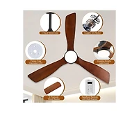 Sofucor 52-Inch Modern Black 3-Blade Ceiling Fan with Light, Remote Control & Mobile Device Connectivity