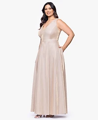Xscape Plus V-Neck Glitter Ball Gown