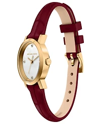 Michael Kors Women's Maude Three-Hand Red Leather Watch and Bracelet Set, 21mm