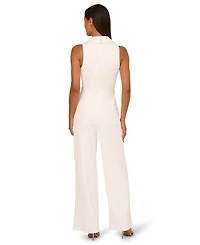 Adrianna Papell Women's Imitation Pearl Crepe Tuxedo Jumpsuit