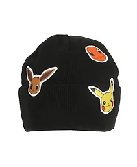 Pokemon Men's Printed Character Patches Black Cuff Beanie