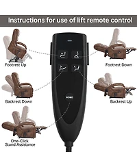 Casainc Power Leatheraire Lift Recliner Chair Dual Motor Infinite Position Up to 350 Lbs with Solid Wood Armrests, Heat Massage and Heavy Duty Motion