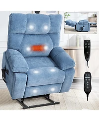 Heat Massage Dual Motor Infinite Position Up to 350 Lbs Large Electric Power Lift Recliners with Hidden Cup Holders, Power-Remote